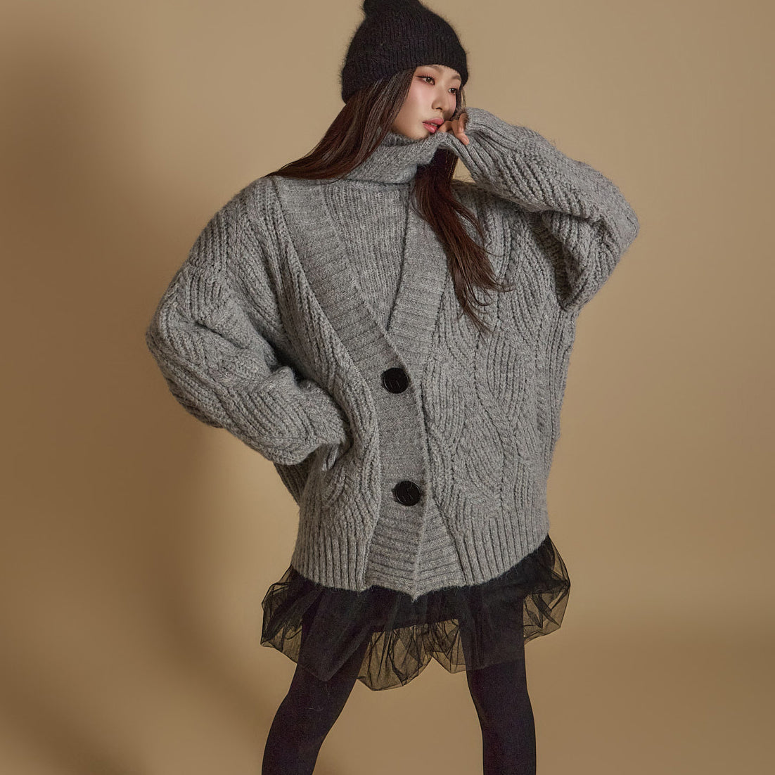 J2602 ケーブルニットカーディガン