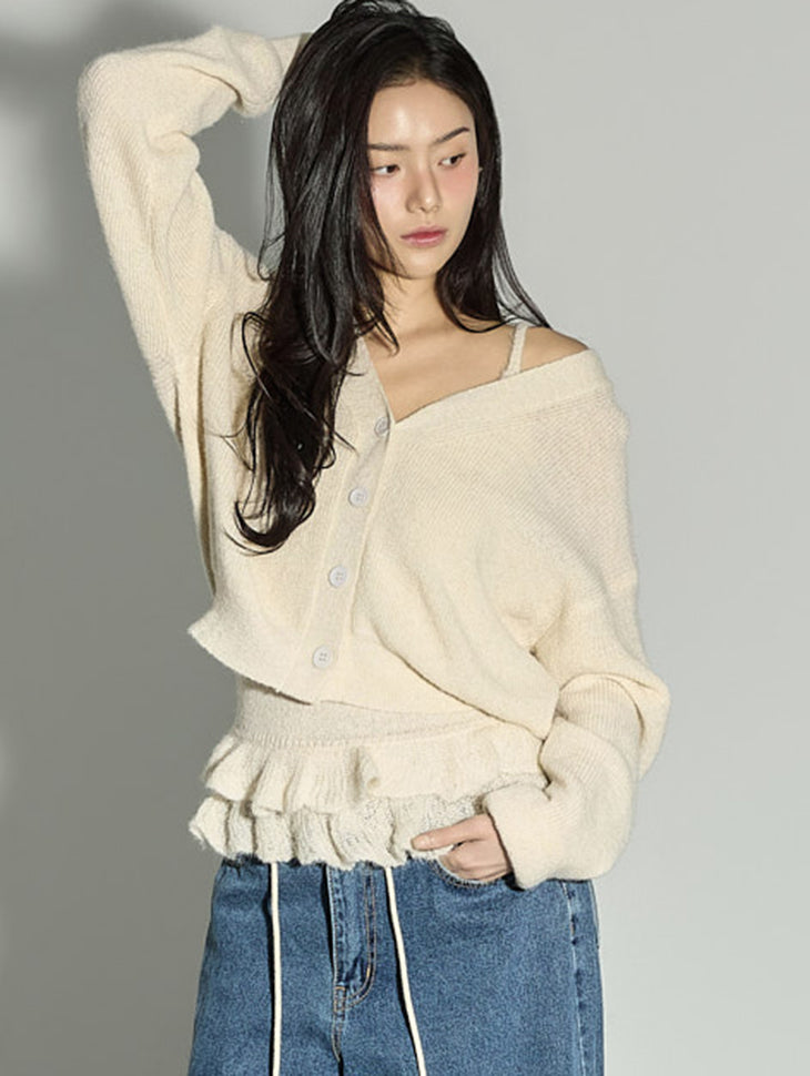 J3082 Frill Cardigan