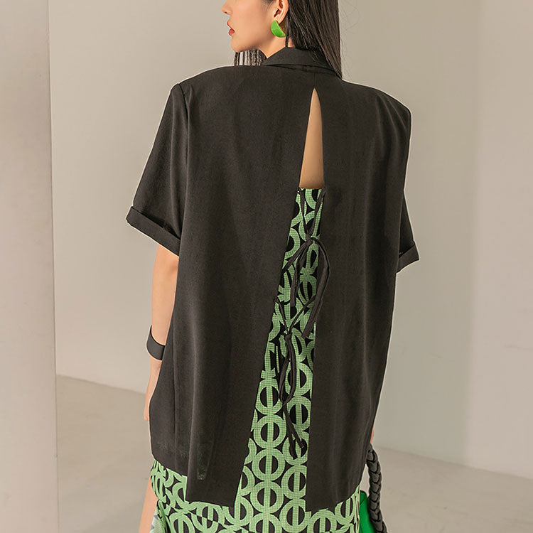 J1553 バックスリット半袖ジャケット