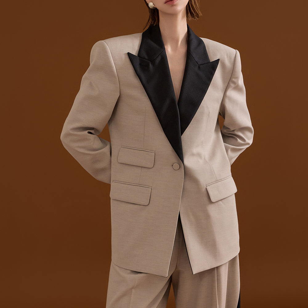 MBDJ013 衿配色ワンボタンシングルジャケット