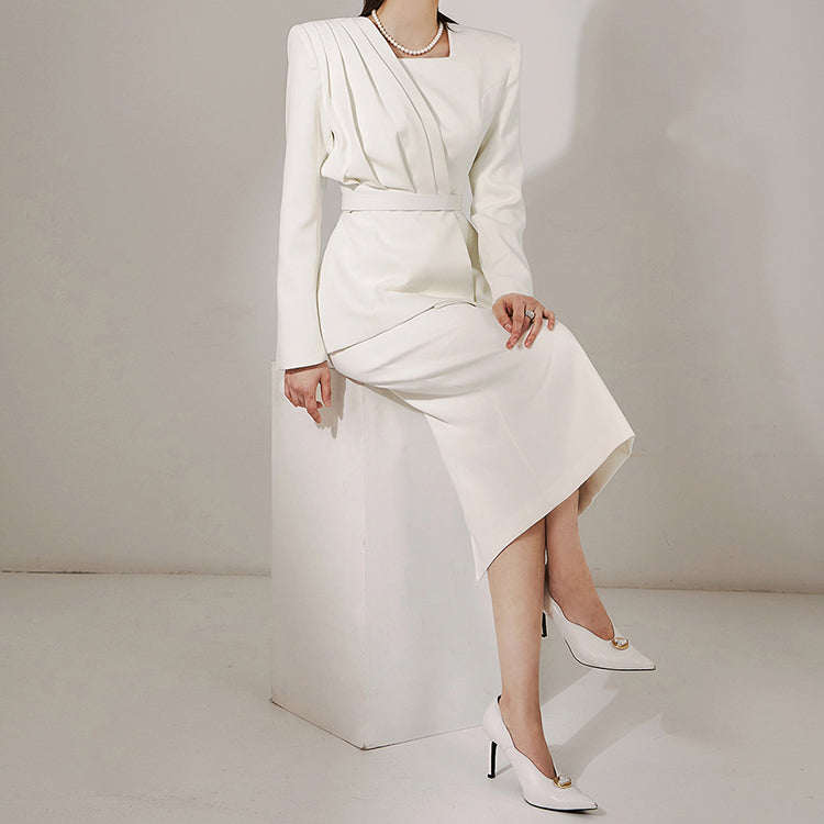 TP9119 ドレープワンボタンジャケットツーピース