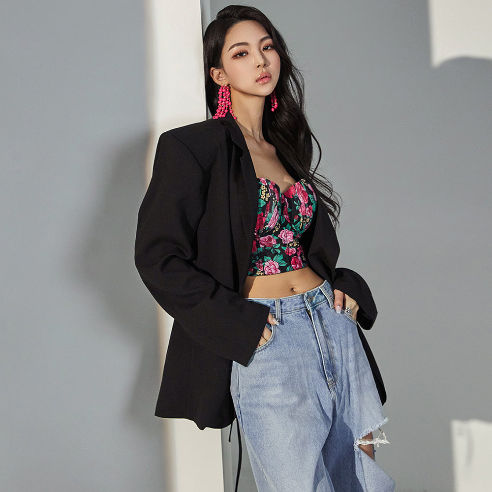 J1856 后背蝴蝶结超大单夹克