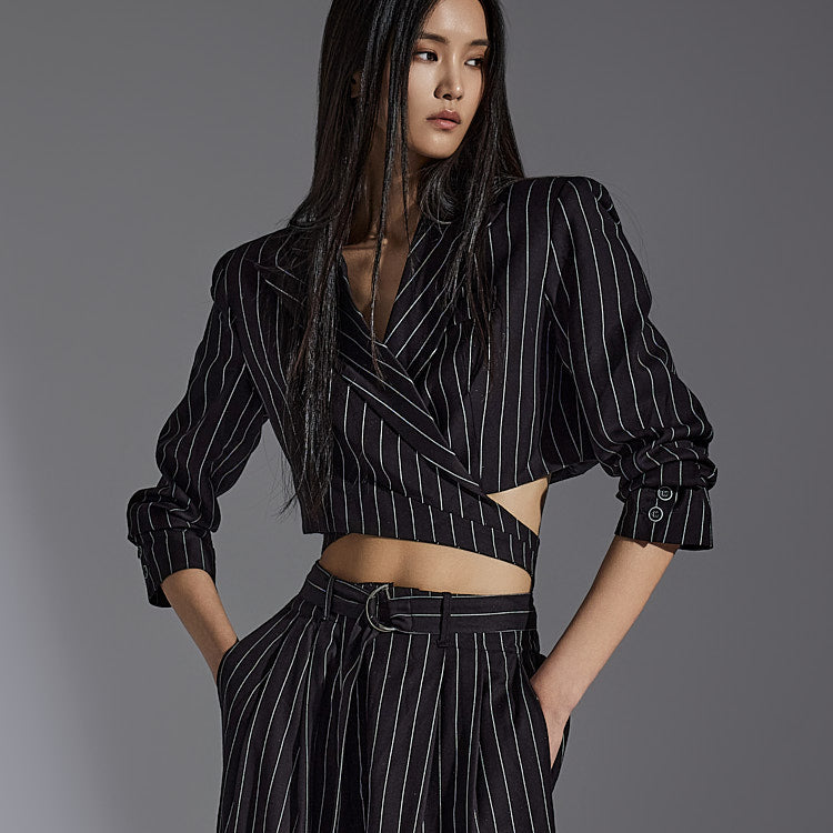 J2237 ストライプクロップジャケット