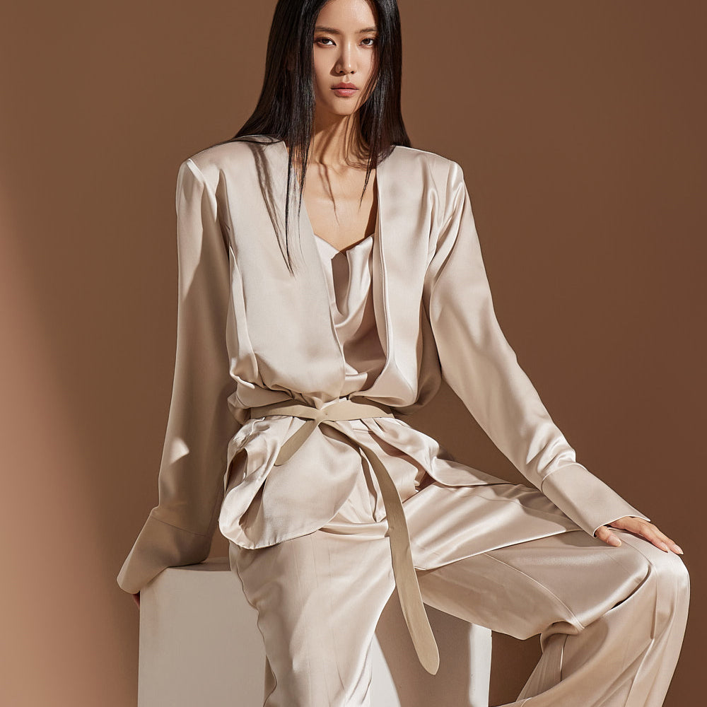 J2238 缎面单夹克(腰带套装)