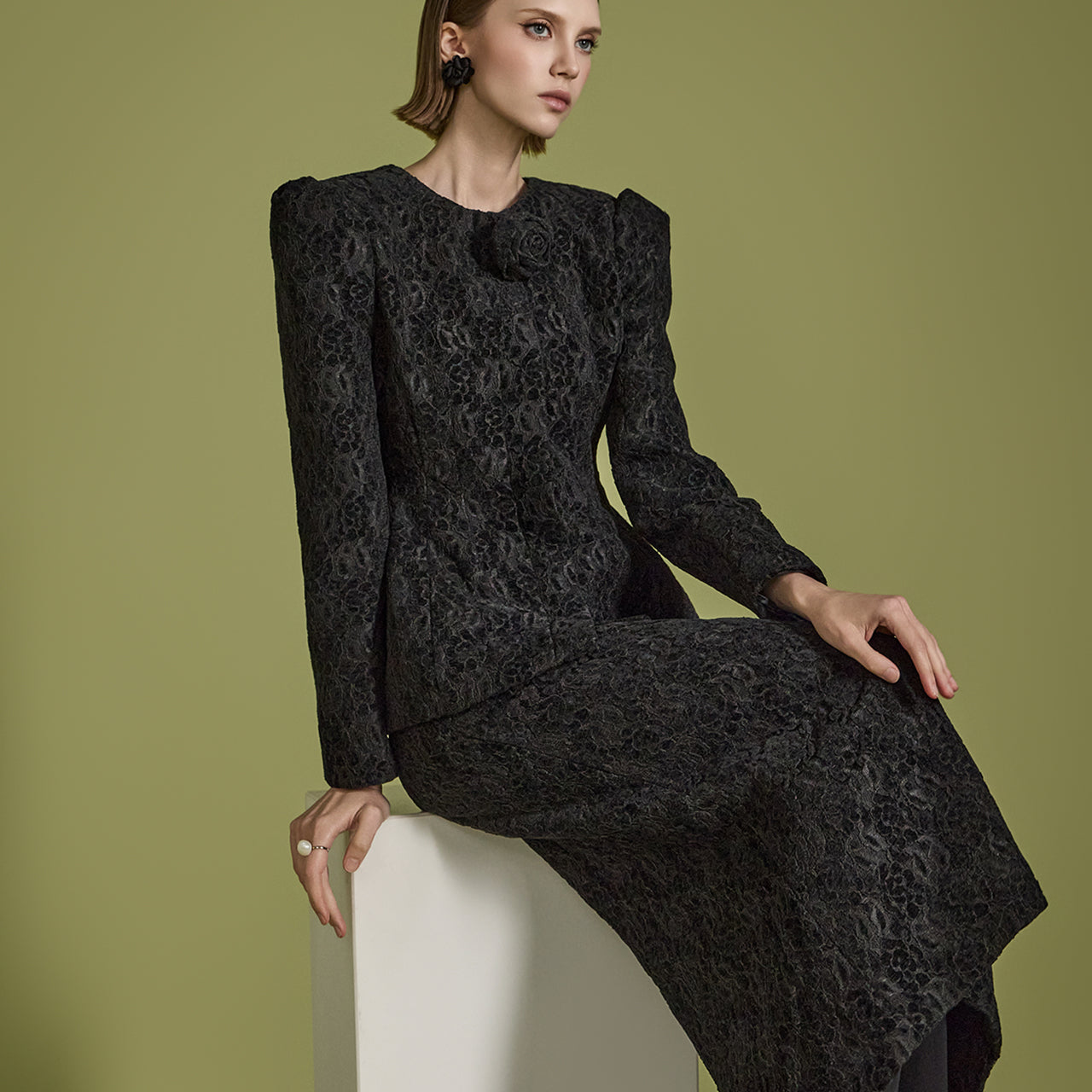 TP1980 ジャカードジャケット&スカートセット