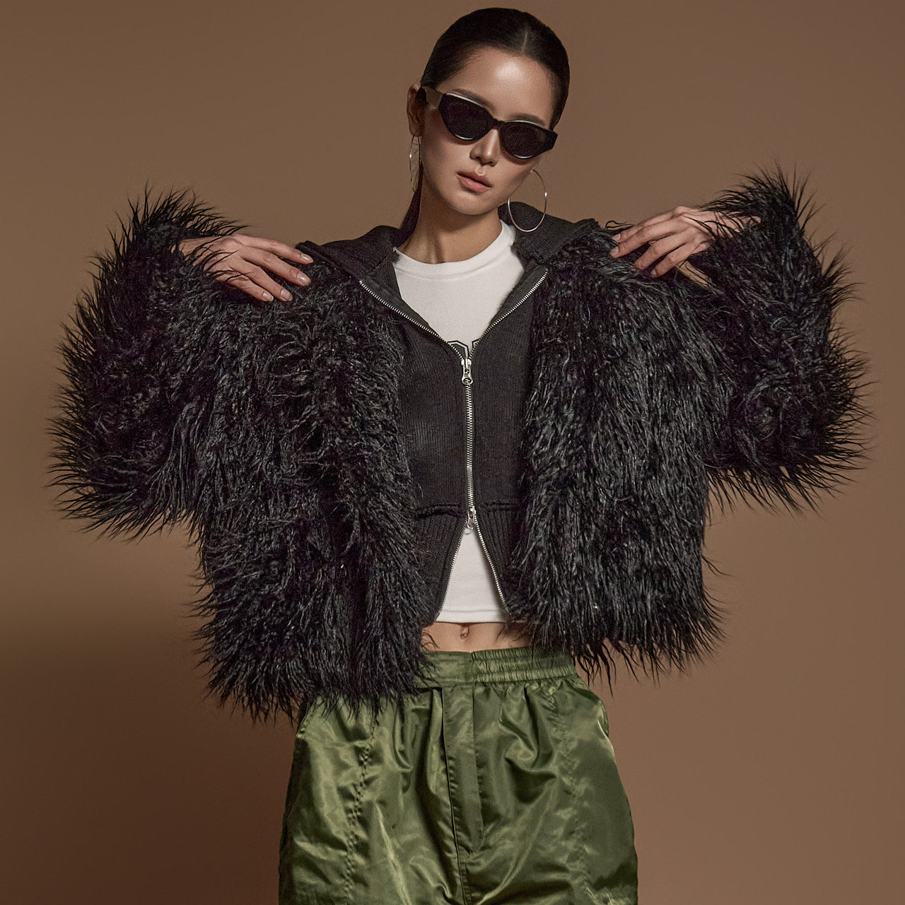 J2573 流苏皮草夹克