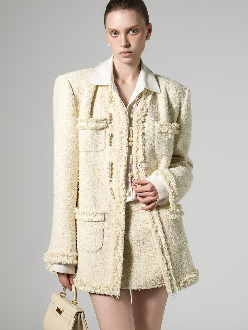 J9365 Fringe Tweed Jacket
