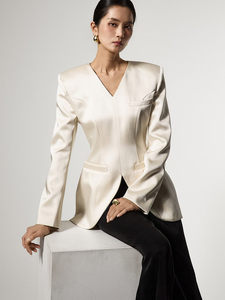 J9370 曲线无领夹克