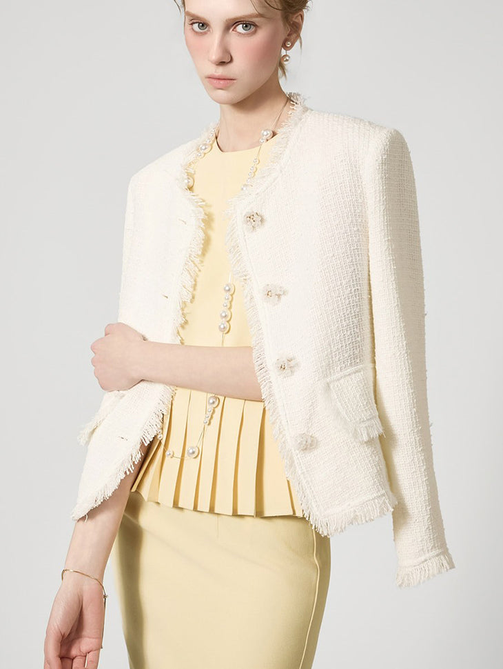 J3163 花朵粗花呢外套