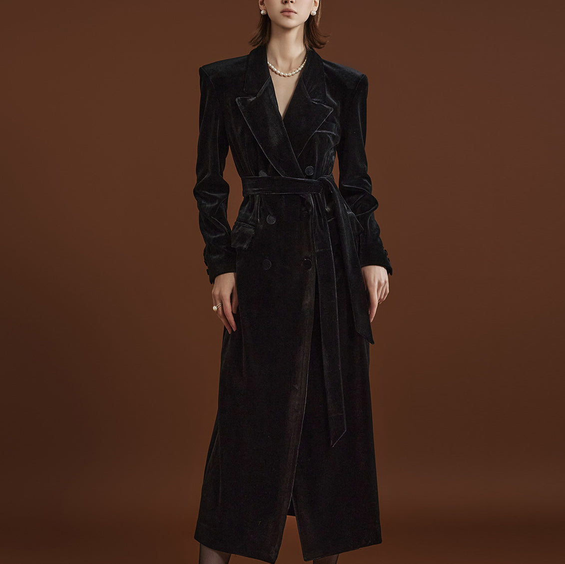 J2078 ストラップ付きダブルボタンコート