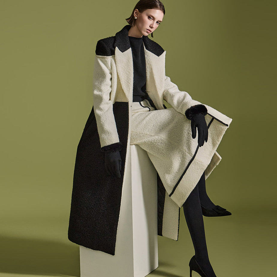 J2519 カラーコントラストキルティングコート