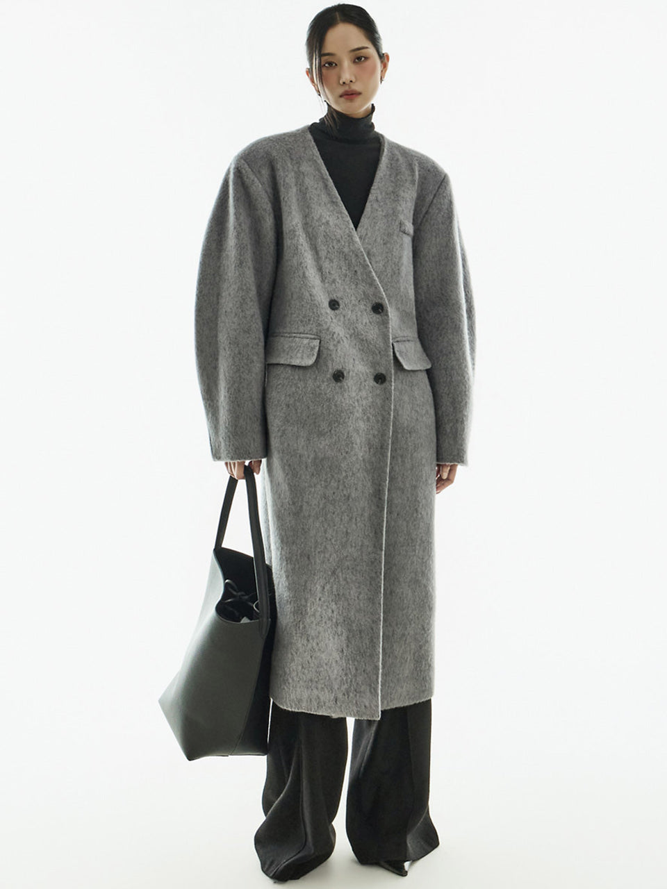 J3038 Collarless Coat with Strap Set