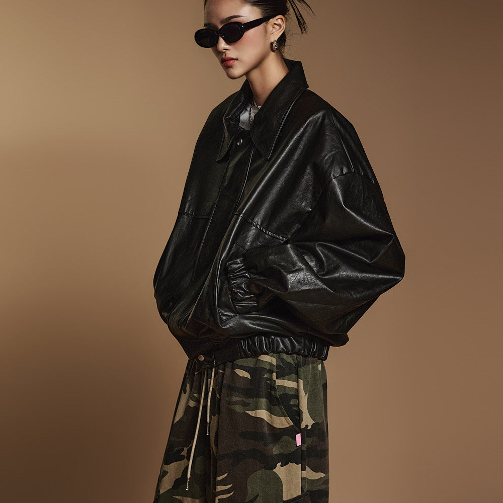 J2369 バックボタンレザージャンパー