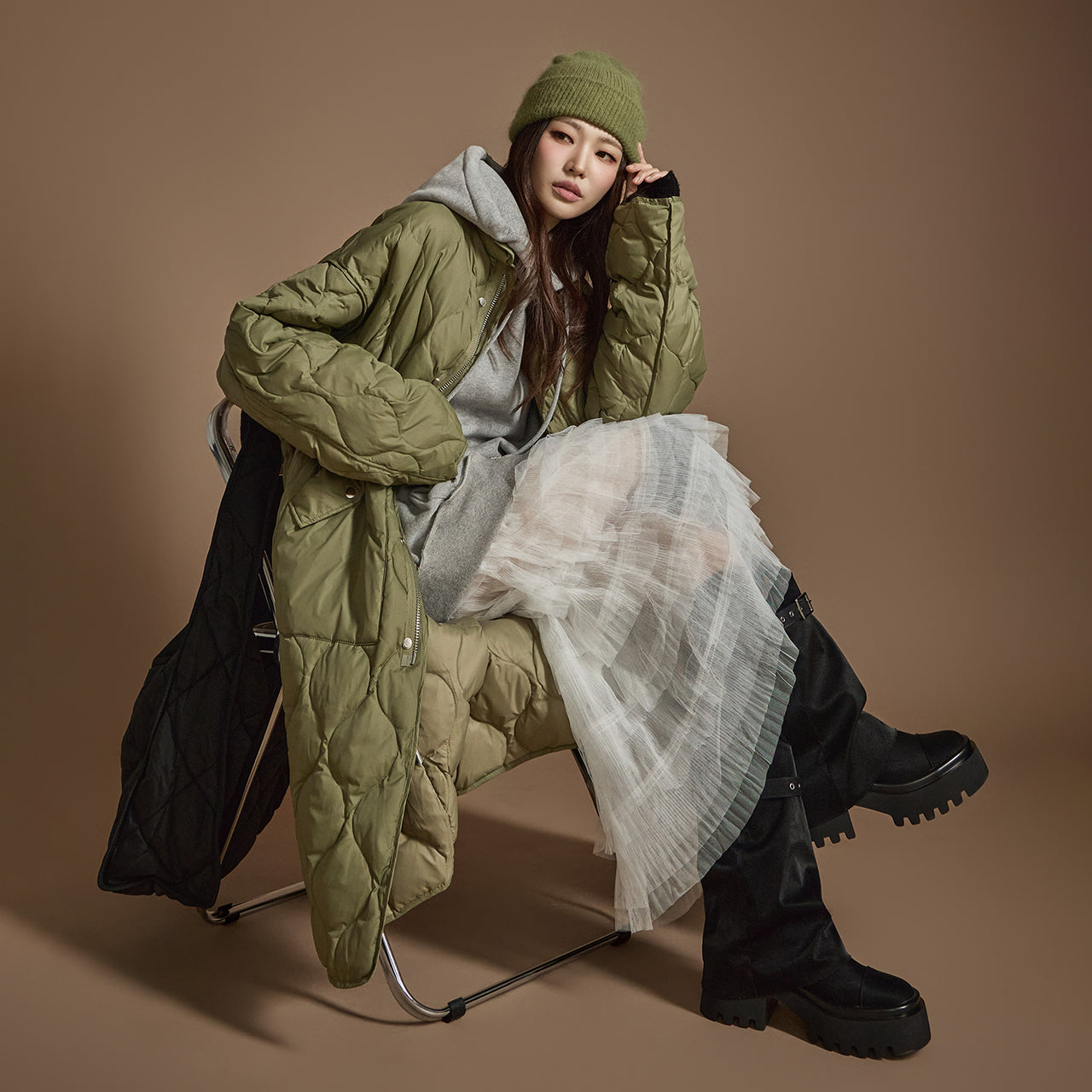 J2487 ダウンキルティングパデッドジャケット