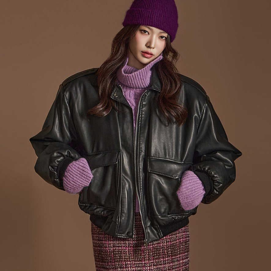 J2524 レザーキルティングジャンパージャケット