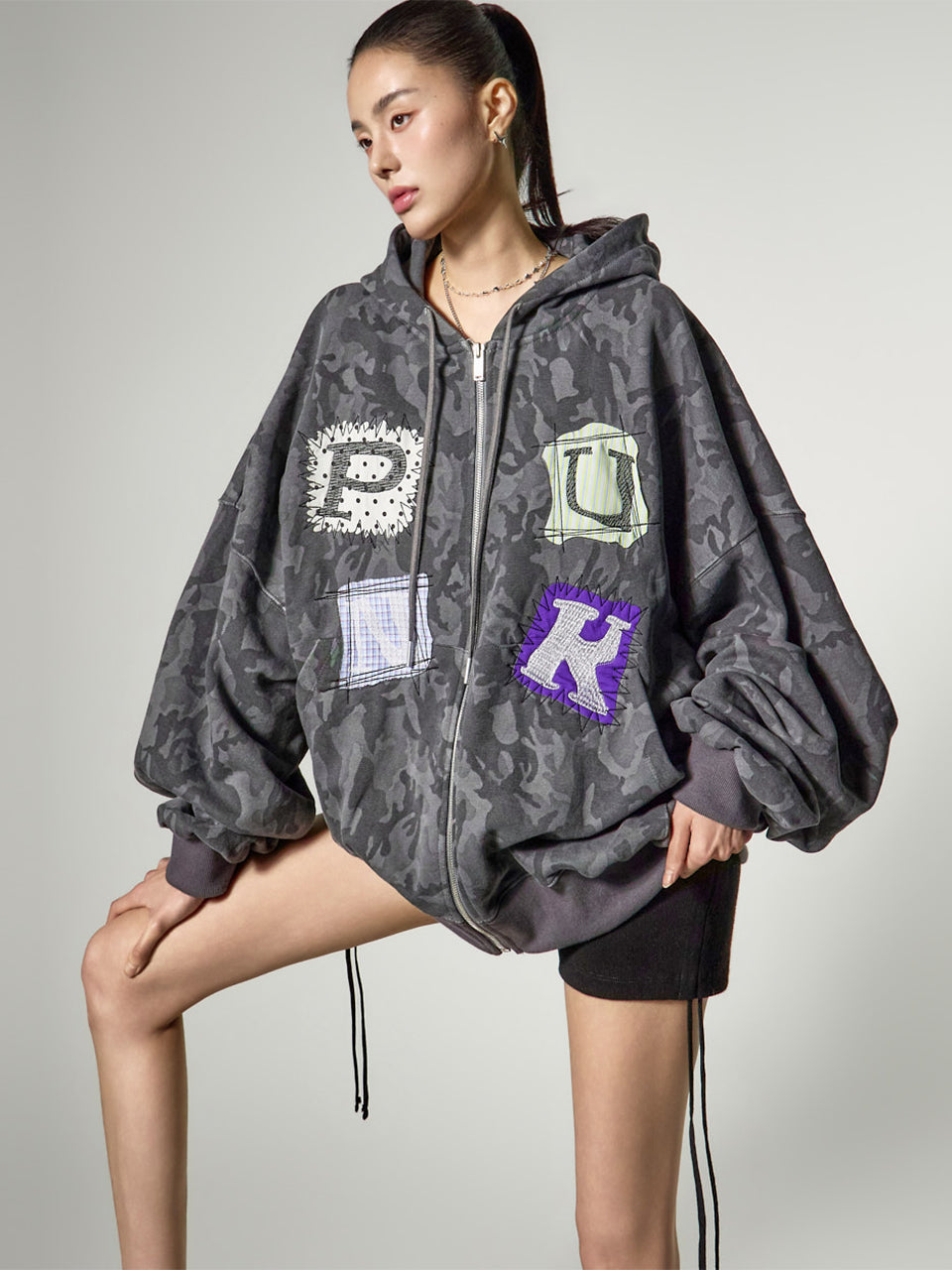 J3182 拉链连帽衫