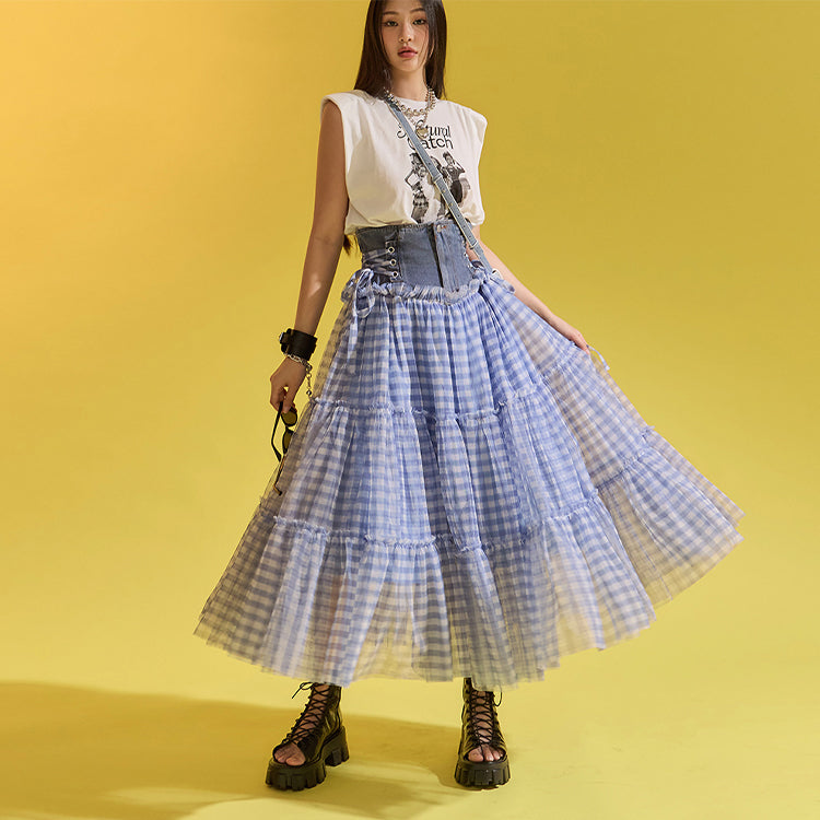 SK2498 ストラップ付きコルセットスカート