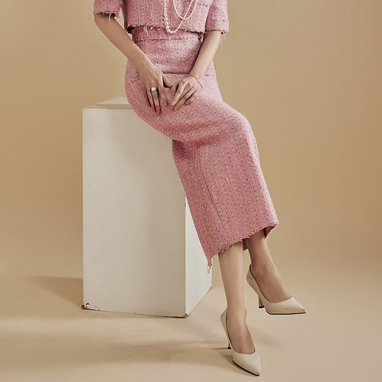 SK9188 パステルツイードロングスカート