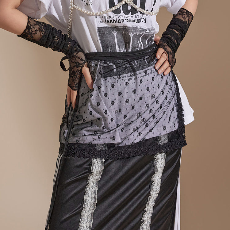 SK2692 花朵图案蕾丝经编半身裙