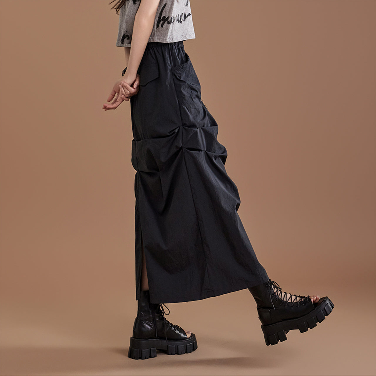 SK2712 Shirring Nylon Skirt