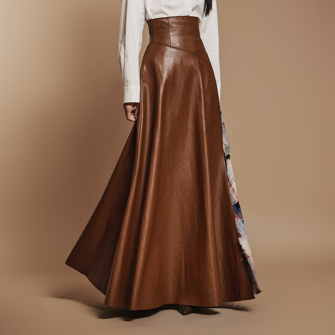 SK9251 レザーチェックスカート