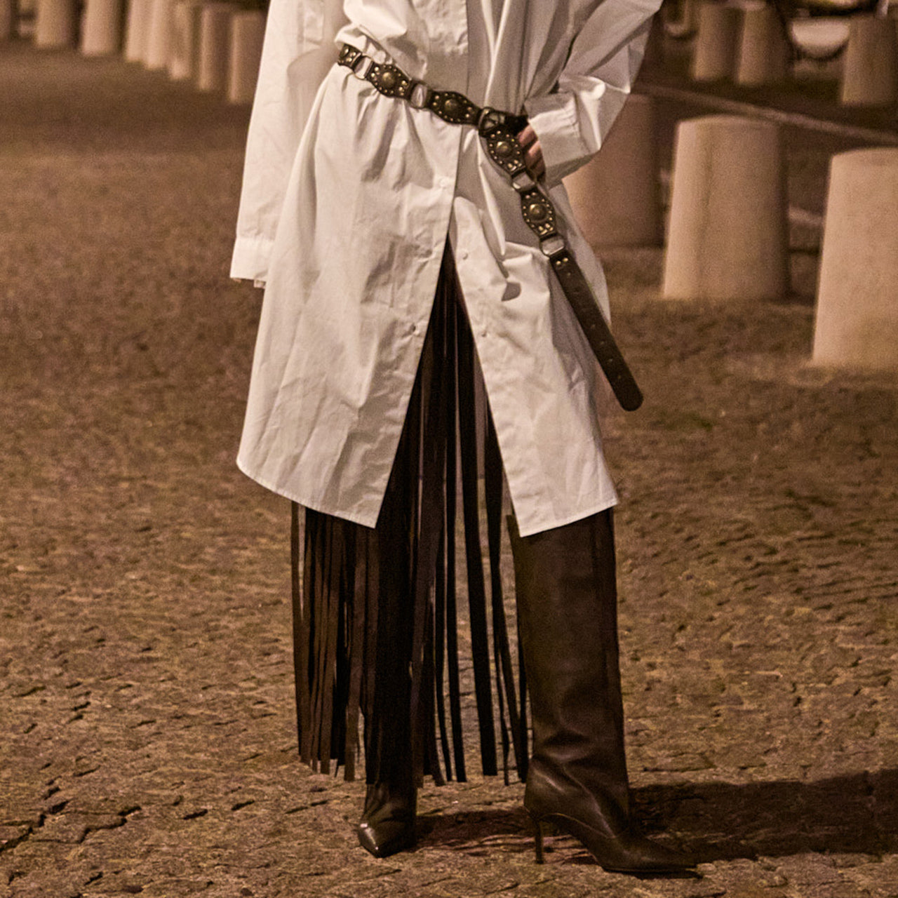 SK9250 レザーフリンジスカート