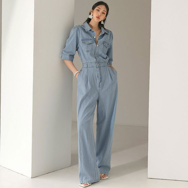 JS008 デニムバックスリットジャンプスーツ