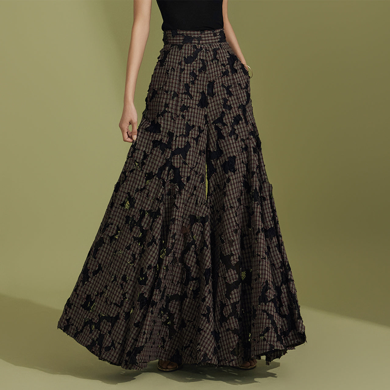 P9146 格子蕾丝裤