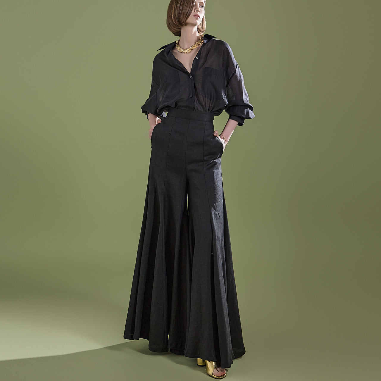 P9155 Linen Wide Slacks