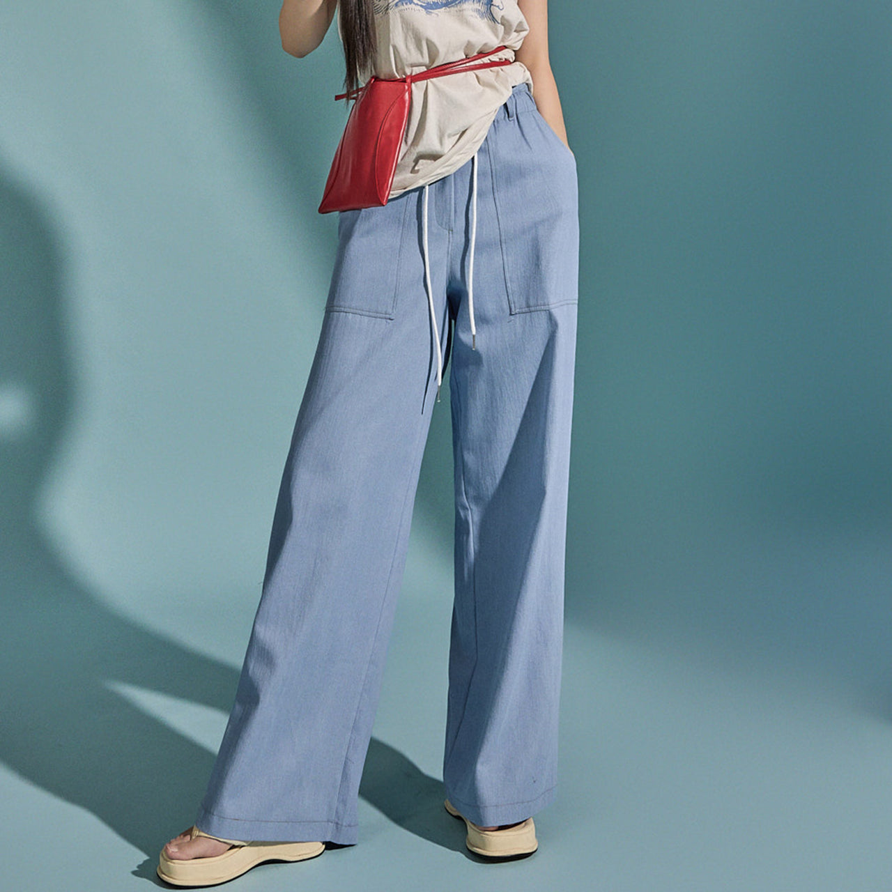 P3191 ドローストリングデニムパンツ