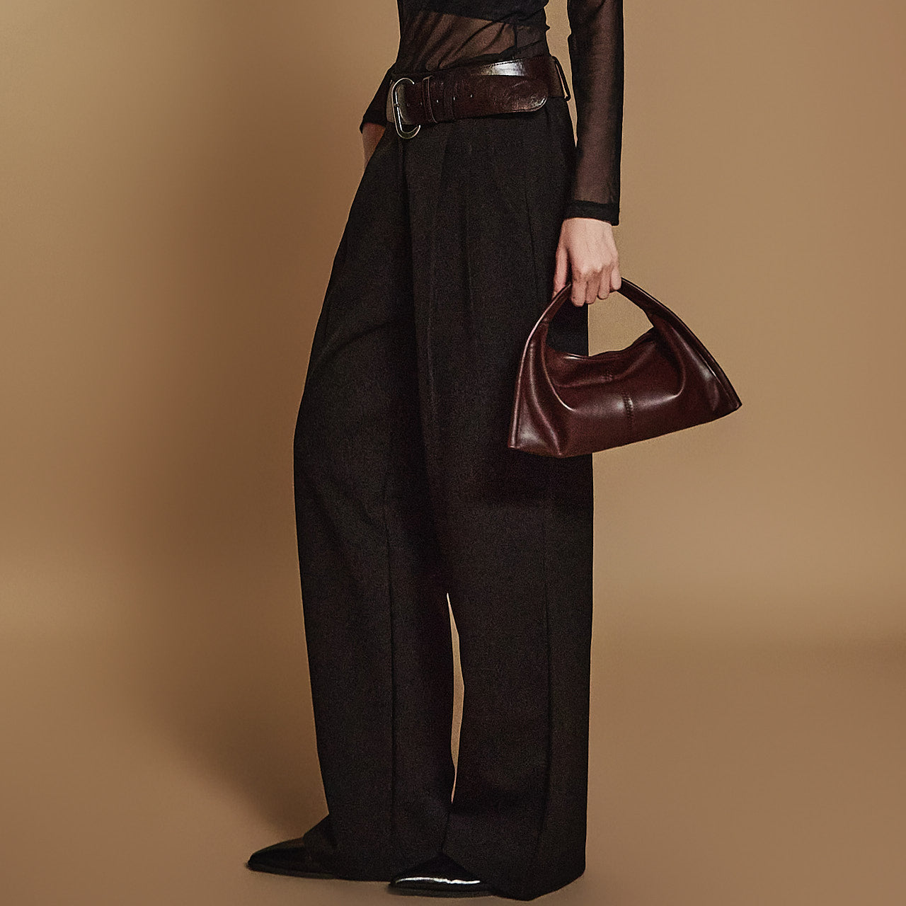 P3274 ピンタックウエストバンドスラックス