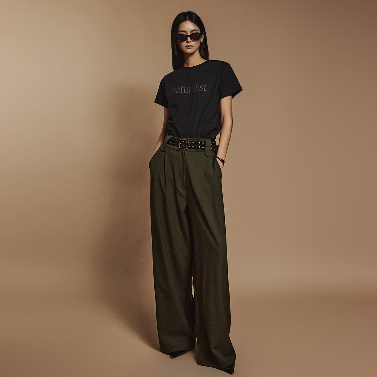 P3286 ピンタックウエストバンドパンツ