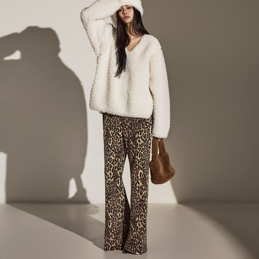 P3362 フリース裏地プリーツパンツ