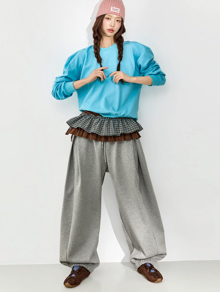 P3736 Pintuck Jogger Sweat Pants