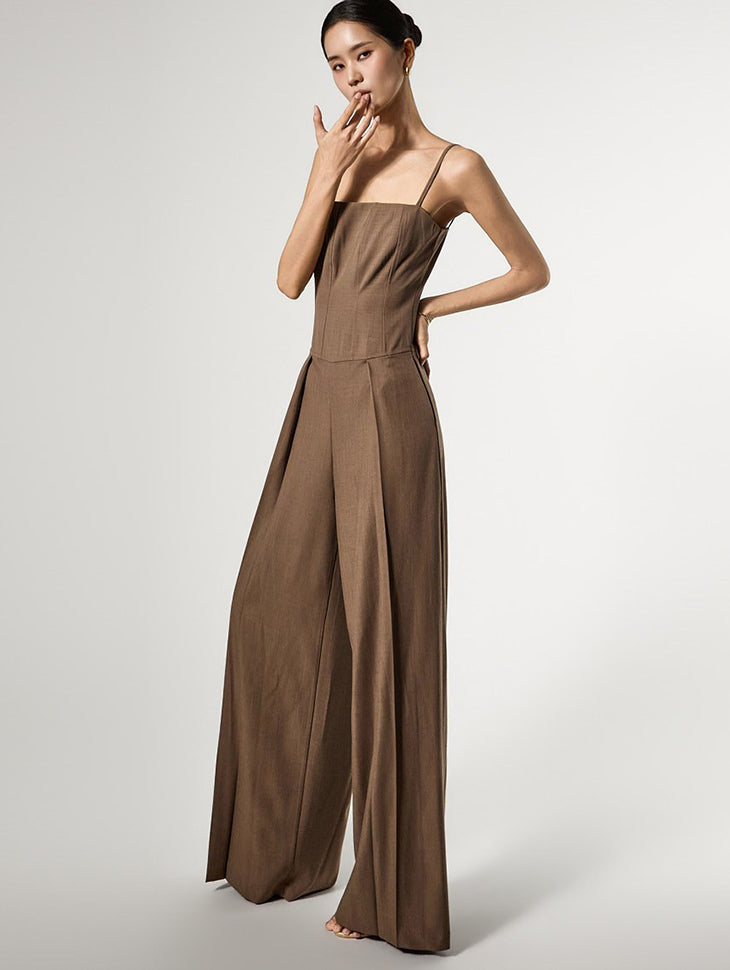 JS063 束身宽腿连体裤