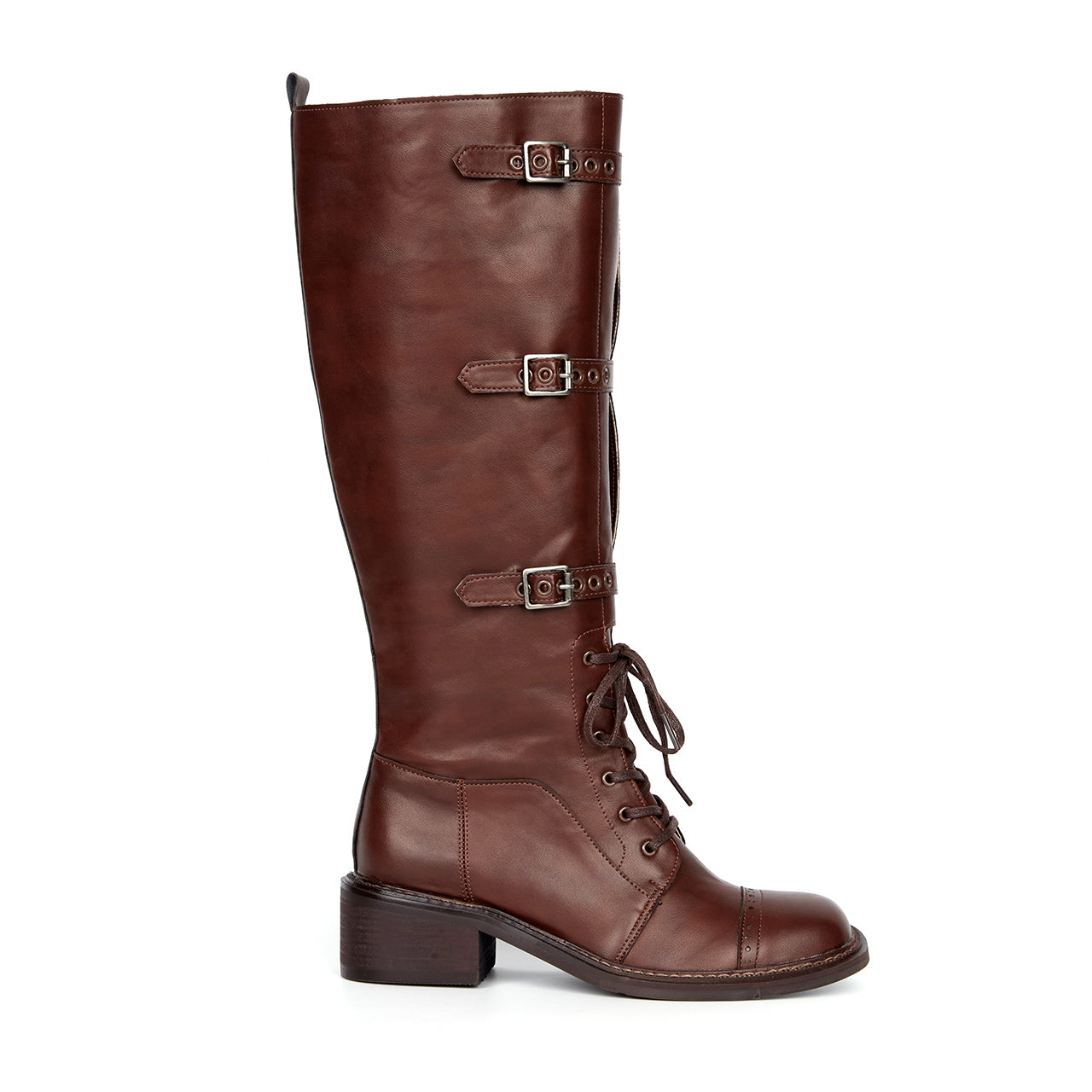 AR-3350 レースアップバックルロングブーツ