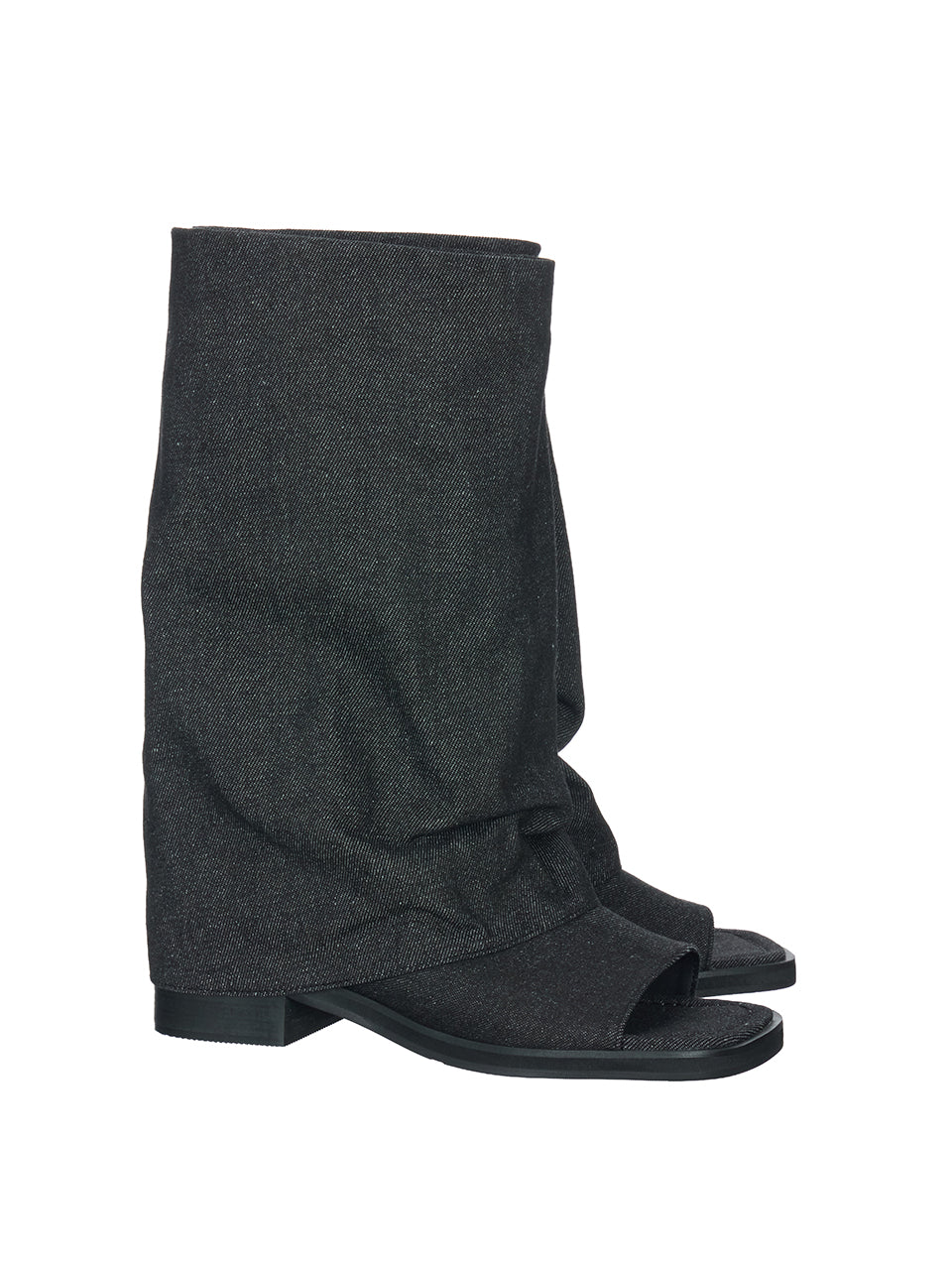 AR-3543 Open-Toe Denim Slouch Boots