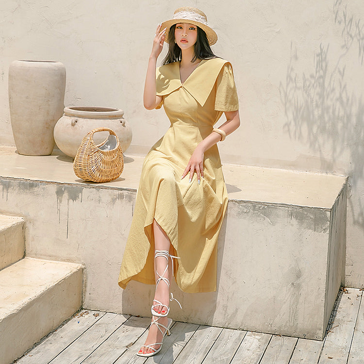 D4517 Collar Midi Dress