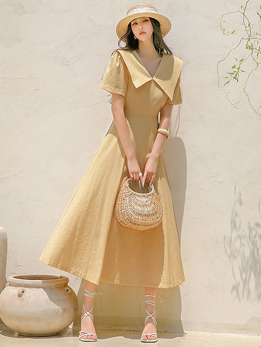 D4517 カラーミディドレス