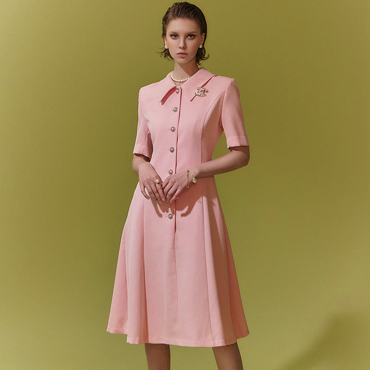 D4702 A字型中长连衣裙