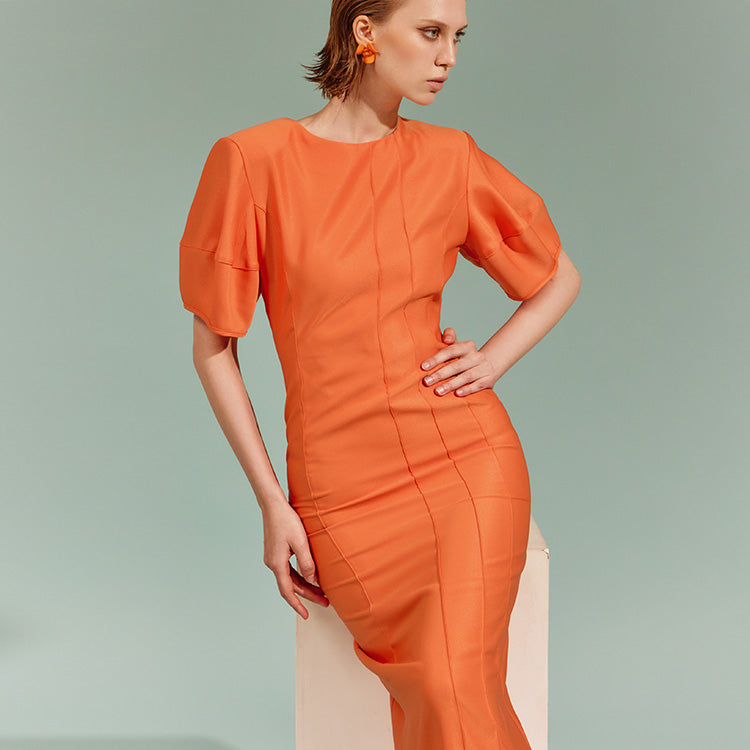 D4712 ピンタック ミディドレス