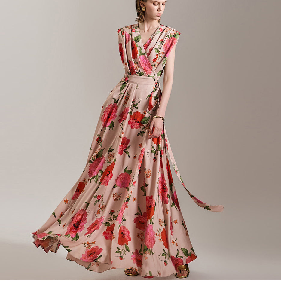 D9489 Flower Wrap Dress