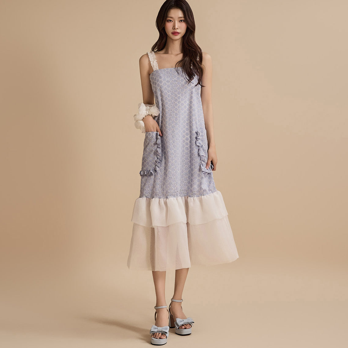 D5017 Embroidered Frill Dress