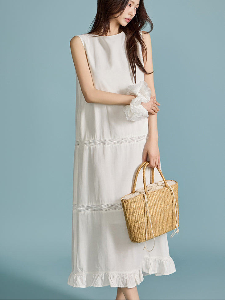 D5052 刺绣荷叶边连衣裙