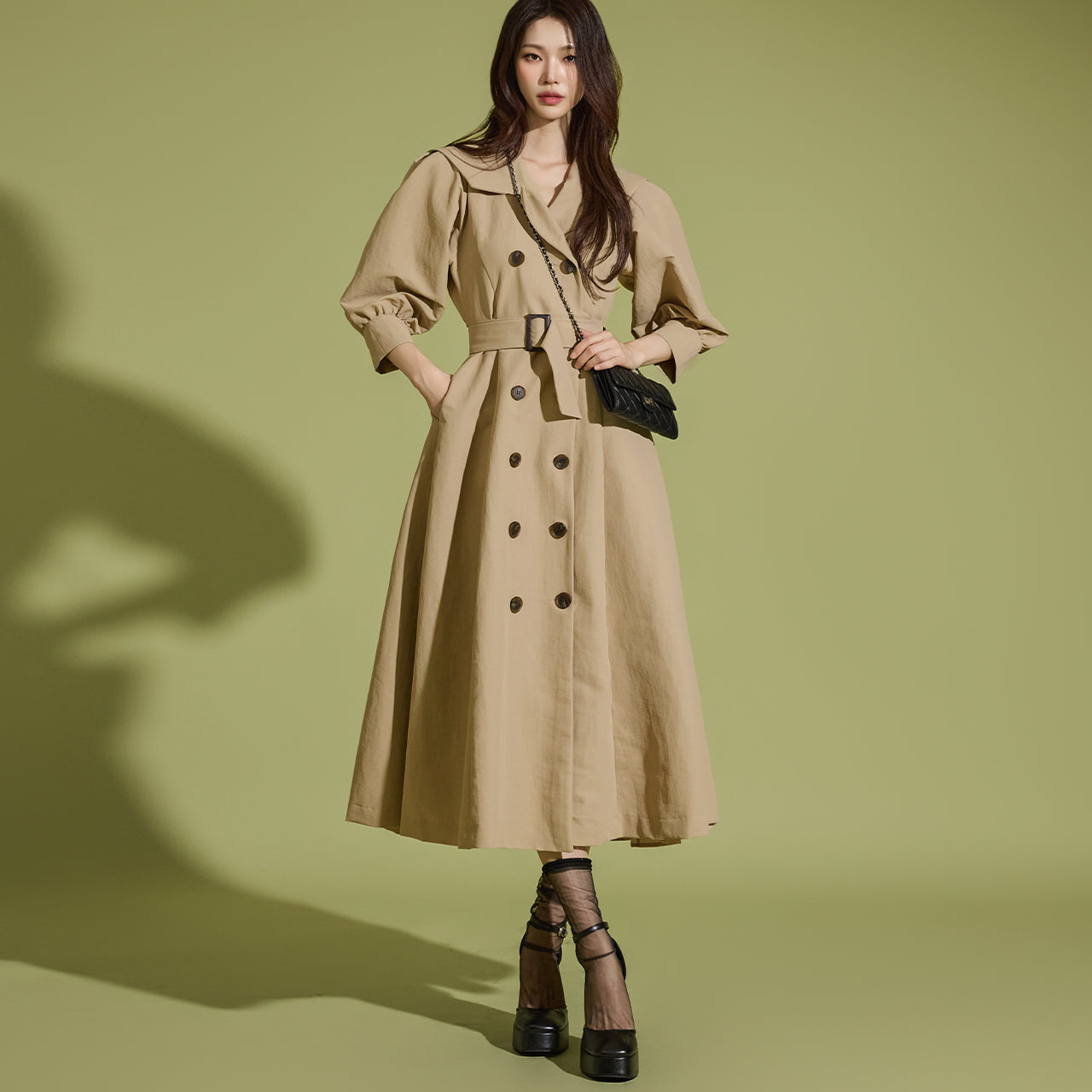 D5082 ベルト付きドレス