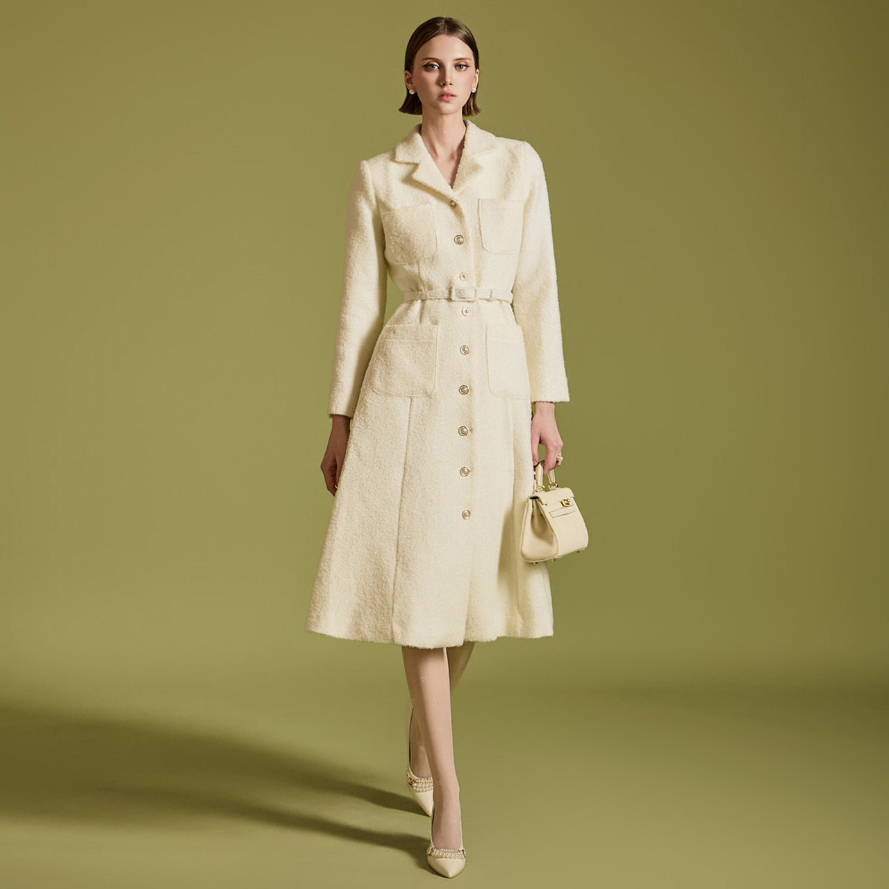 D5131 ウール ベルト付きワンピース *Lサイズ追加版*