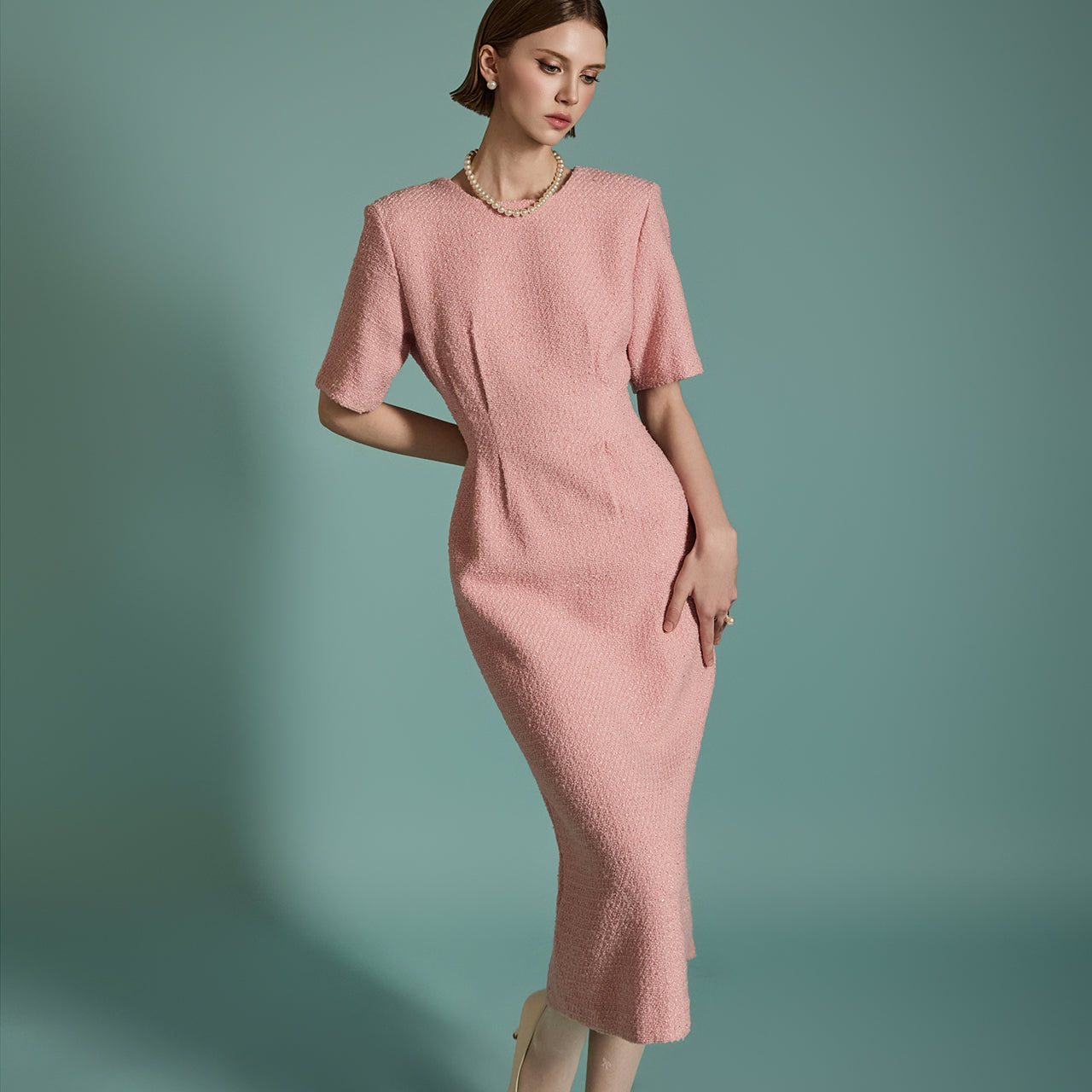 D5134 ツイードウールドレス