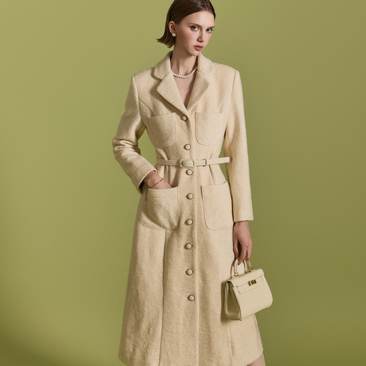 D5154 ベルト付きウールドレス