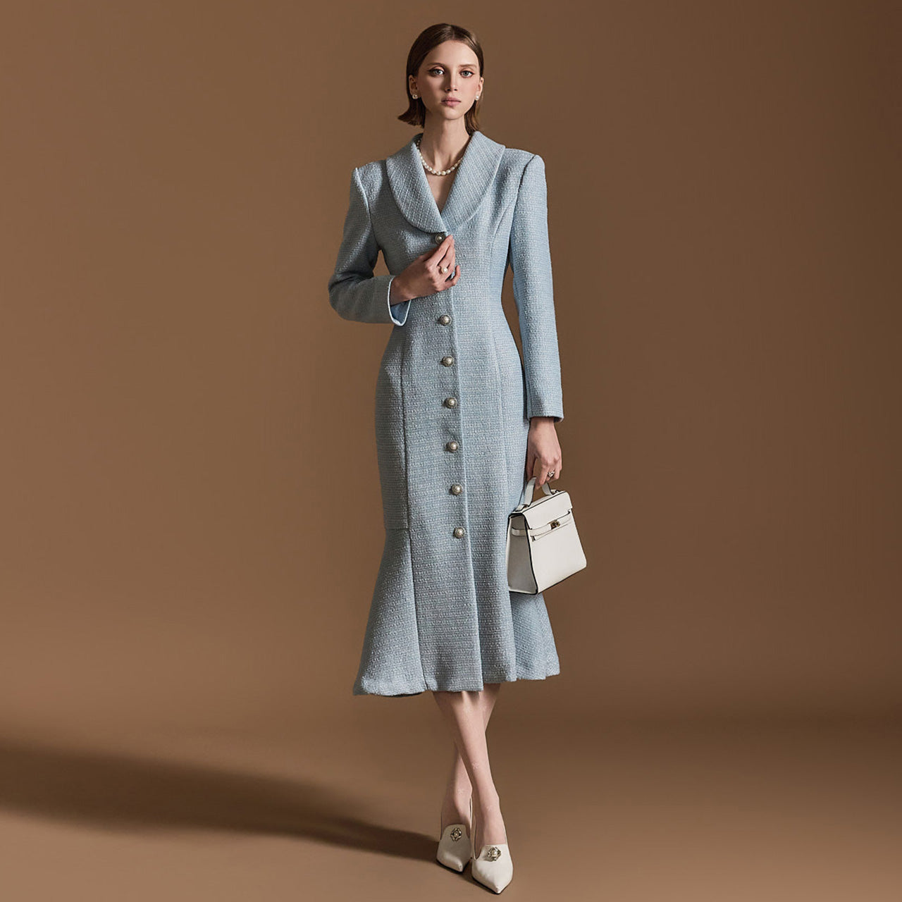 D5165 ツイードショールカラードレス