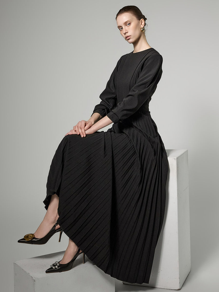 D9583 Pleated Puff Dress